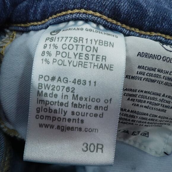 AG‎ Adriano Goldschmied Jeans 30R Blue High Rise Farrah Skinny Ankle Raw Hem - Picture 14 of 14